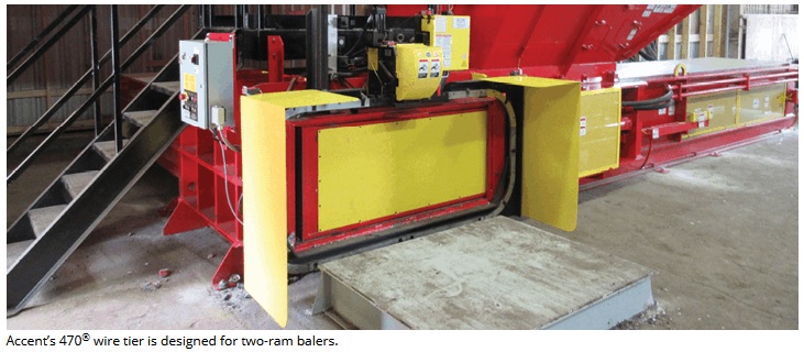 Accent’s 470® wire tier is designed for two-ram balers.